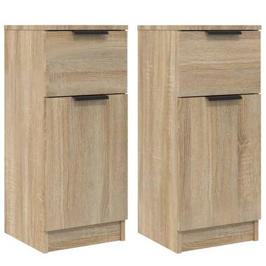 vidaXL Dressoirs 2 st 30x30x70 cm bewerkt hout sonoma eikenkleurig product