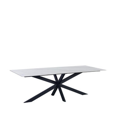 Eettafel Edin 170x90 cm marmerlook wit - Stoneware - Wit
