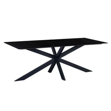 Eettafel Edin 170x90 cm marmerlook zwart - Stoneware - Zwart