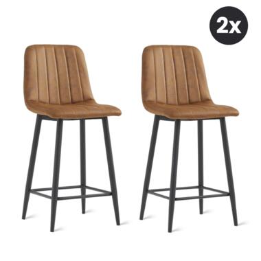 2x Barkruk Jax - Microleder Cognac (Set van 2) product