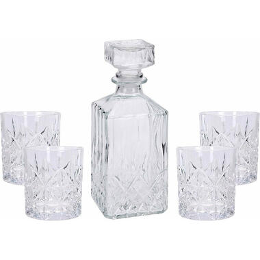 Whisky karaf - inclusief 4 glazen - glas - 900 ml product