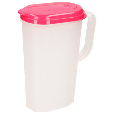 Forte Plastics Waterkan - transparant/fuchsia met deksel - 2 - liter product