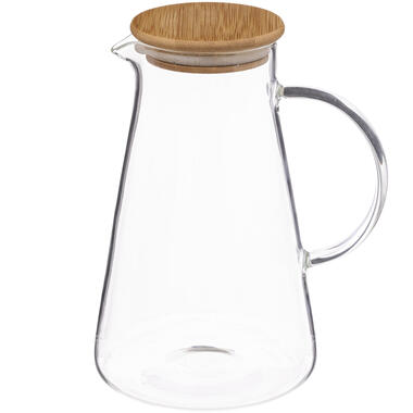 Excellent Houseware Karaf-schenkkan - glas met bamboe deksel - 1,5 liter product