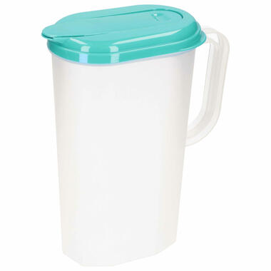 Plasticforte Waterkan met deksel - 2L - turquoise - kunststof product