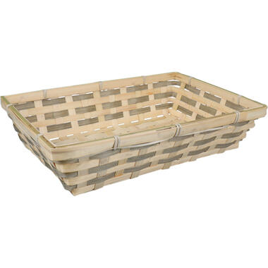 Broodmand rechthoekig - bamboe hout - 34 x 24 x 8 cm - naturel/grijs product
