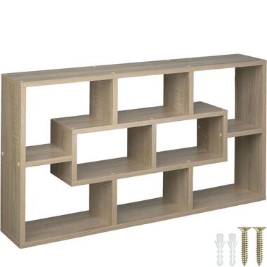 TecTake® Wandplank met 8 Vakken - Houten Hangplank - 85 x 16 cm - Licht Hout product