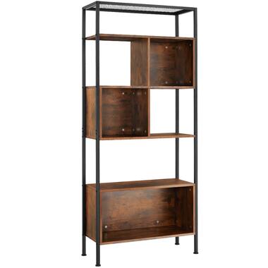 tectake® - wandkast boekenkast Hastings 75x31x170,5cm - donkerbruin product