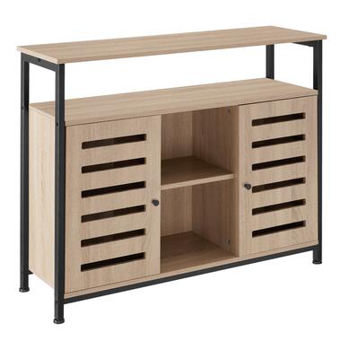 TecTake® Dressoir Wandkast - 2 Deuren en Open Planken - 100 x 37 cm - Lichtbruin product