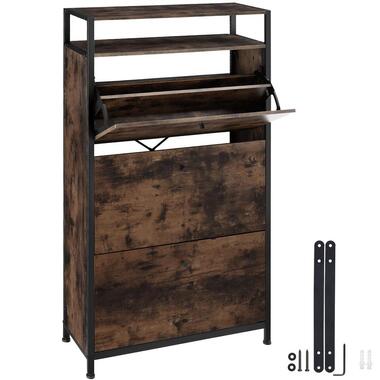 tectake Schoenenkast, Industrieel Hout Donker, Rustiek product