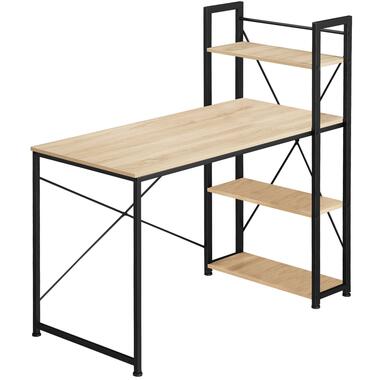 tectake® Bureau met Plank - 122 x 61 cm - Industrieel Design - Lichtbruin product