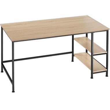 tectake® Bureau met 2 Planken - 120 x 60 cm - Hout en Metaal - lichtbruin product