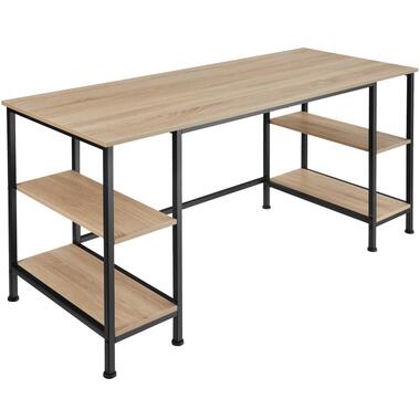 tectake® Bureau met 4 Planken - 137 x 55 cm - Industrieel Design - Lichtbruin product