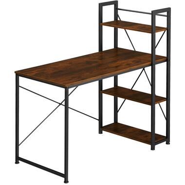 TecTake® Bureau met 3 Planken - 122 x 61 cm - Industrieel Design - Donkerbruin product