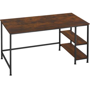 tectake® Bureau met 2 Planken - 120 x 60 cm - Houten en Metalen - Donkerbruin product