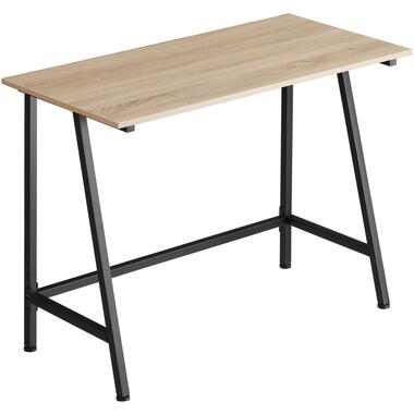 tectake® Bureau - 100 x 50 cm - Hout en Metaal - Lichtbruin product