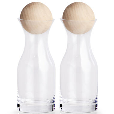 Zeller Flessen/karaffen - 2 stuks - met bal dop - glas - 250 ml product
