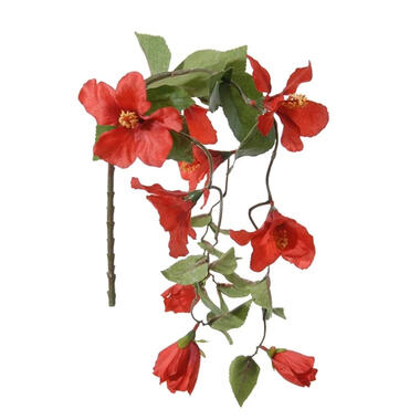 Louis Maes kunstbloemen - Hibiscus - rood - hangende tak 165 cm product