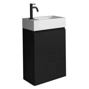 Badplaats Toiletmeubel Angela 40 x 22 cm - Zwart - Fonteinmeubel met Wastafel product