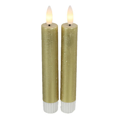 Countryfield Led kaarsen/dinerkaarsen - 2x stuks - goud - 15 cm product