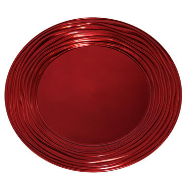 Gerimport Kaarsenbord/onderbord - rond - 33 cm - rood - 1x stuks - kunststof product