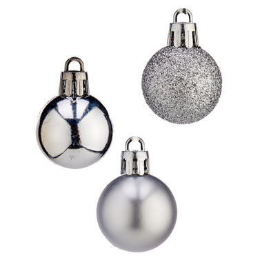 Arte r Kerstballen - 20ST - mini - zilver - kunststof - 3 cm product