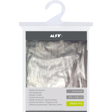 MSV Douchegordijn met ringen - transparant - PVC - 180 x 200 cm product