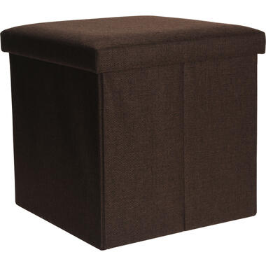 H&S Collection Poef/hocker - opbergbox - bruin - polyester - 38x38 cm product