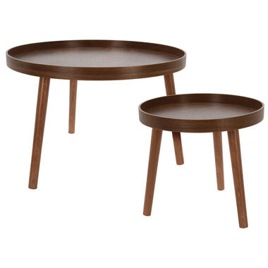 Home & Styling Bijzettafel set - 2-delig - bruin - MDF hout product