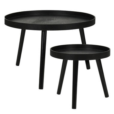 Home & Styling Bijzettafel/plantenstandaard - 2-delig - zwart - MDF hout product