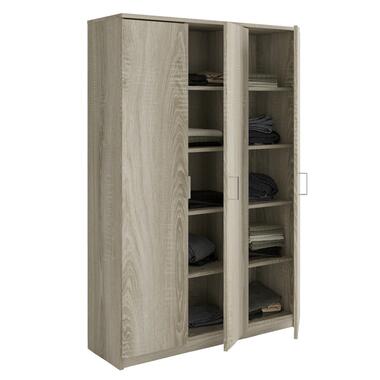 Interiax Opbergkast - Kledingkast 'Amelie' - Sonoma Eik - 3 Deurs - 180x120x40cm product