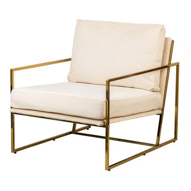 Retro metalen fauteuil met beige fluweel product