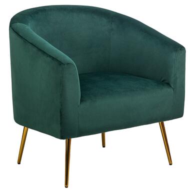 Retro stijl groene fluwelen en metalen salon fauteuil product