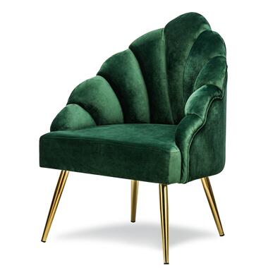 Retro metalen fauteuil met groen fluweel product