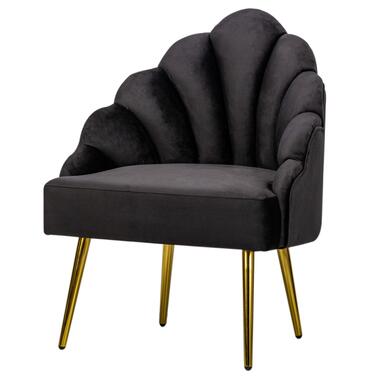 Retro metalen fauteuil met zwarte fluwelen bekleding product