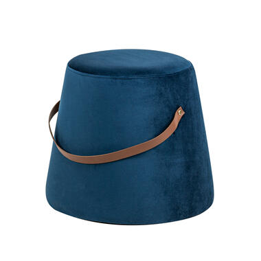 Pouf in blauw fluweel met koord product