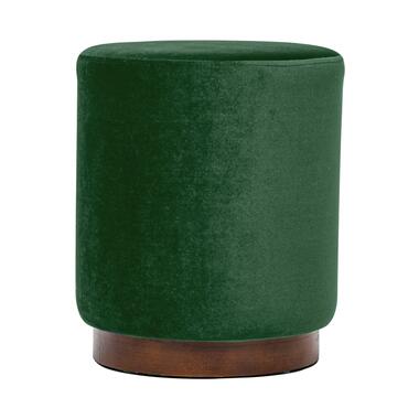 Pouf in groen fluweel en houten basis product