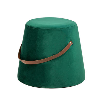 Pouf in groen fluweel met koord product