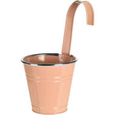 Plantenpot met ophanghaak - zink - roze - relief - D14 x H24 cm product