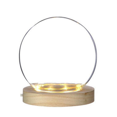 Ideas 4 Seasons Stolp - glas - houten plateau - LED - D13 x H13 cm product
