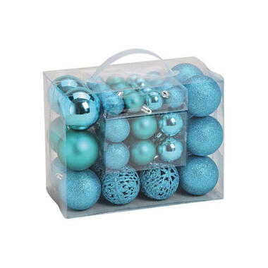 G. Wurm Kerstballen - 50ST - turquoise blauw - 3 - 4 - 6 cm product