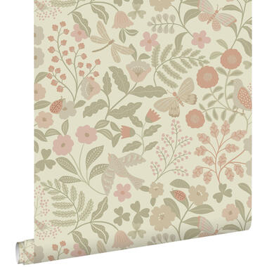 ESTAhome behang - bloemen en vogels - groen en roze - 50 x 900 cm - 139869 product