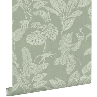 ESTAhome behang - apen en jungle bladeren - groen - 50 x 900 cm - 139863 product