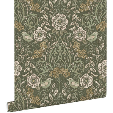 ESTAhome behang - bloemen en vogels - donkergroen - 50 x 900 cm - 139831 product