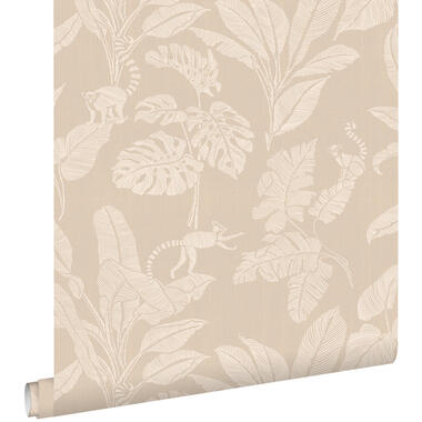 ESTAhome behang - apen en jungle bladeren - beige - 50 x 900 cm - 139858 product