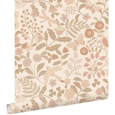 ESTAhome behang - bloemen en vogels - beige en zacht roze - 50 x 900 cm - 139868 product