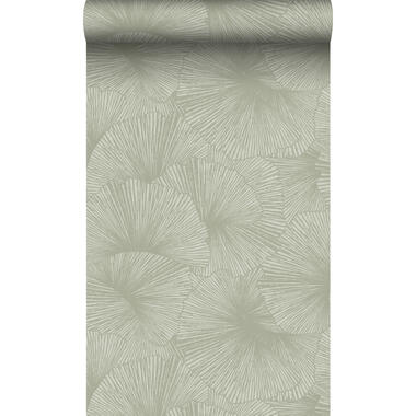 Origin Wallcoverings behang - 3D-motief bladeren - vergrijsd groen product