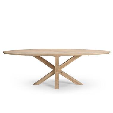 Eettafel Ovaal - Naturel Mangohout - X-poot - 160x90x77cm product