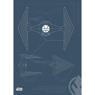 Komar poster - Star Wars Blueprint Sith TIE-Fighter - donkerblauw - 50 x 70 cm product