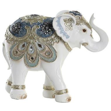 Items Olifant dierenbeeld - wit/goud - polyresin - 22 x 8 x 18 cm product