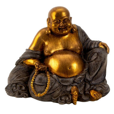 Happy Boeddha beeldje - binnen/buiten - kunststeen - 17 x 20 cm product